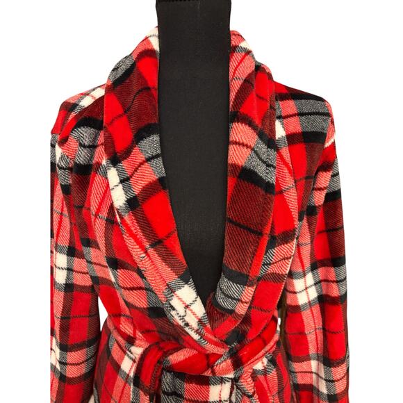 Victoria's Secret PINK Black & Red Plaid Plush Super Soft Bathrobe - Picture 3 of 6